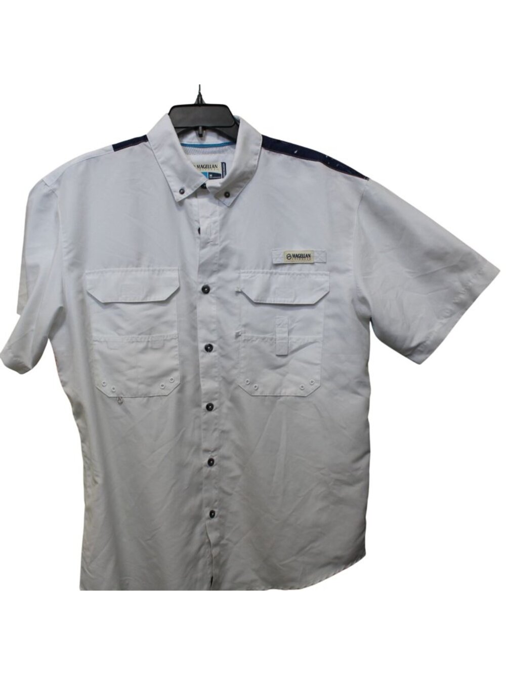 Magellan Outdoors Fish Gear Men's Medium White Texas Flag Fishing Shirt Relaxed